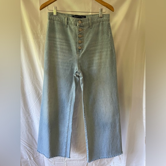 Veronica Beard Grant high waist wide leg button fly Jeans light blue size 29 - Picture 5 of 16